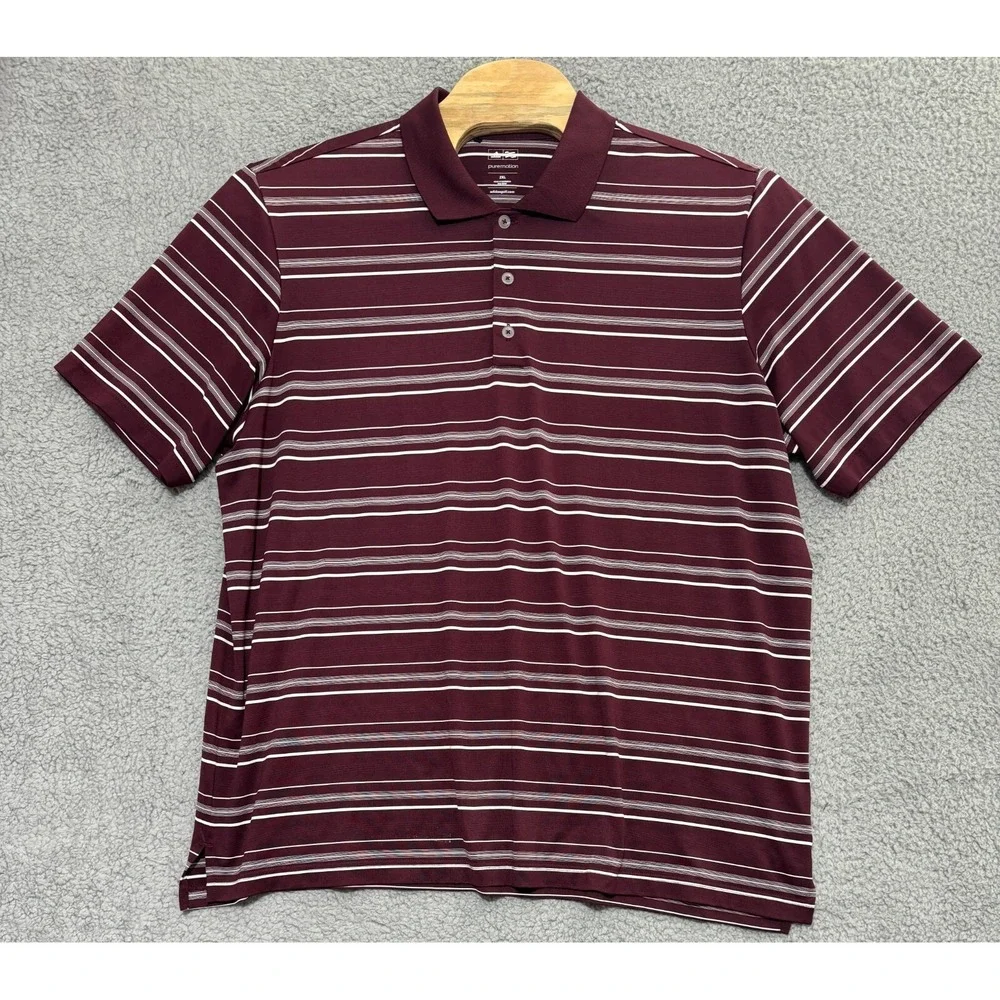 adidas Golf Puremotion Striped Athletic Polo Shirt Mens 2XL Stretch